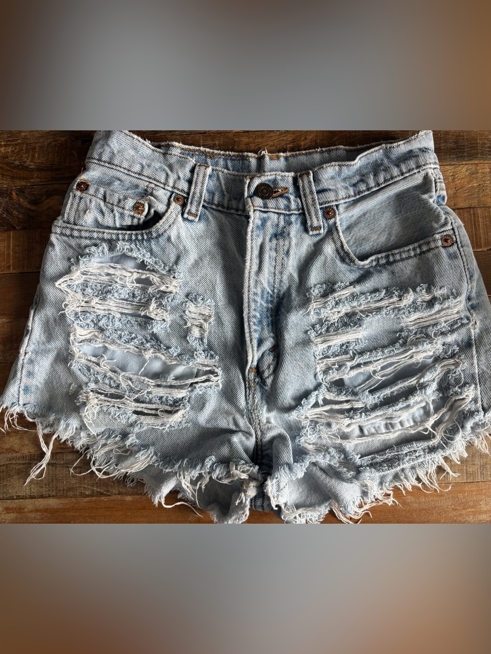 Levis shorts Light Wash Distressed Denim Shorts